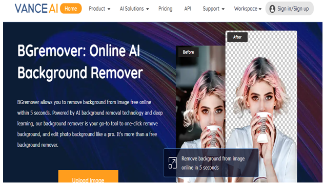 VanceAI BGremover's Product Page