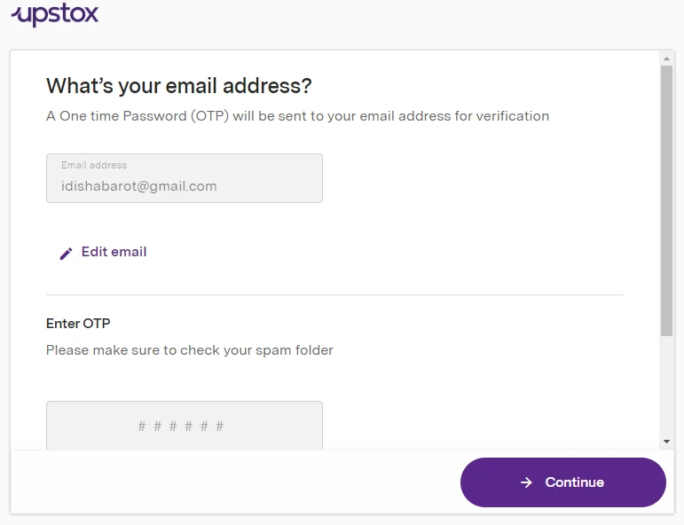 Upstox Email OTP