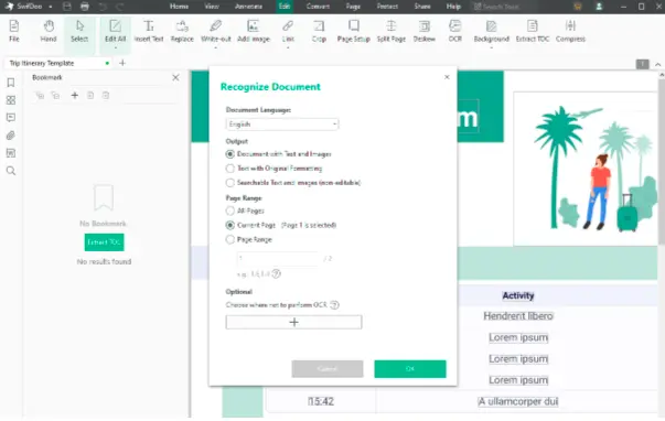 Perform OCR to edit scanned PDFs