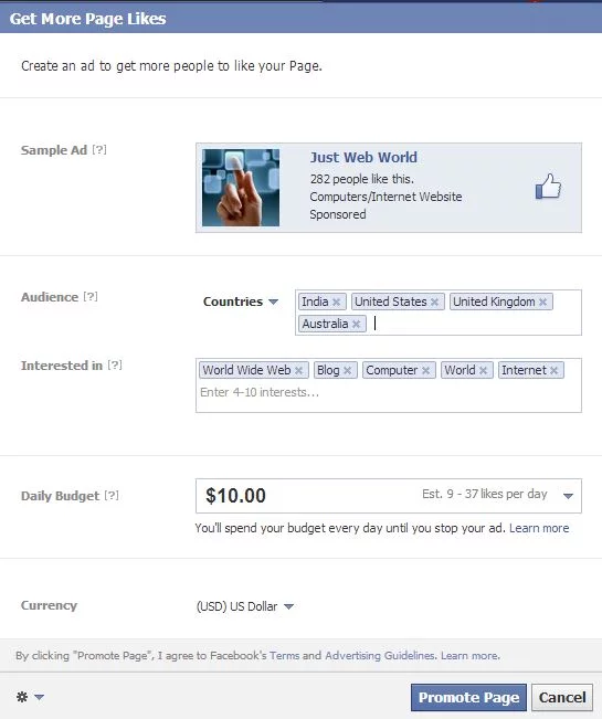 Promote your Page via facebook Ads promote-your-page-ads-facebook