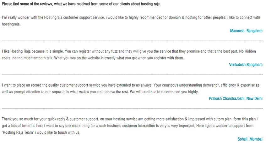 Hosting Raja Customer Reviews