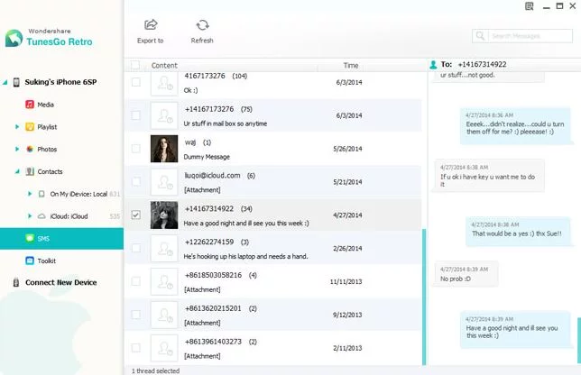 Manage iPhone contacts and SMS