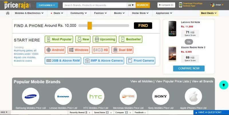 PriceRaja: One Stop Solution for Online Shoppers 7 Deals and Coupons Section