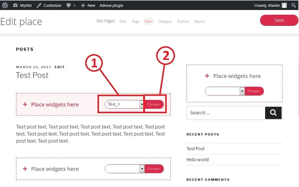 Schermata del plugin Adnow