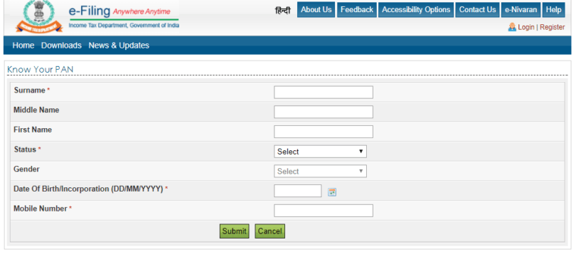 Get Your PAN Card Details By Name, Address and DOB