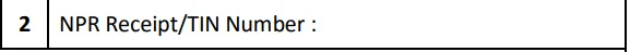 NPR receipt / TIN number