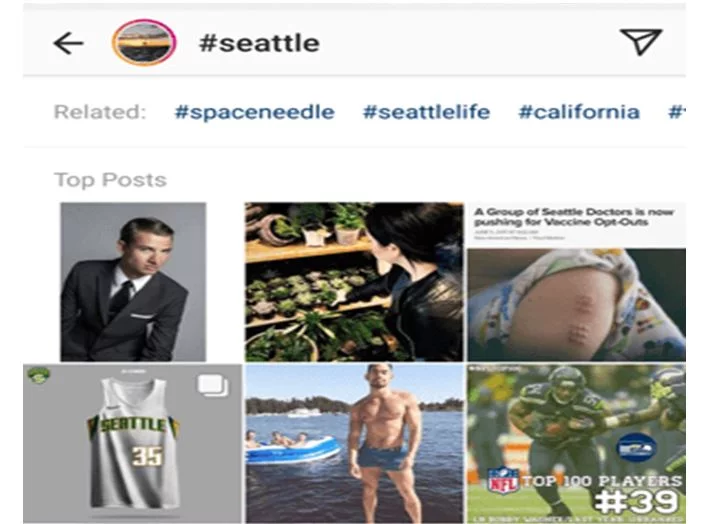 Relevant location hashtags 