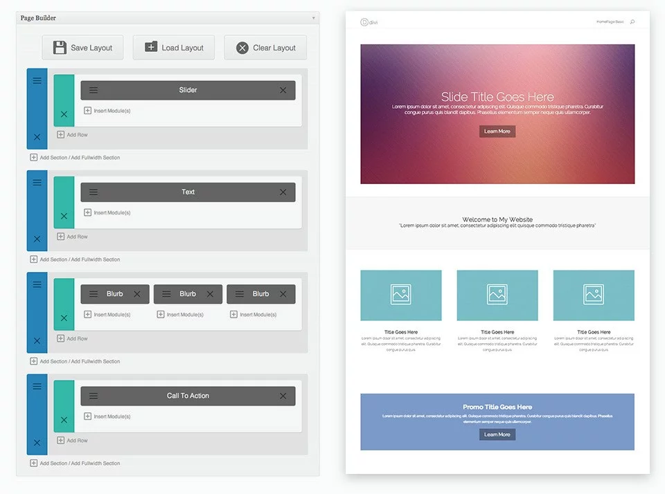 Divi custom page builder
