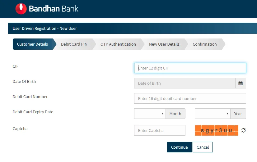 Bandhan Bank net banking Bandhan Bank - Net banking