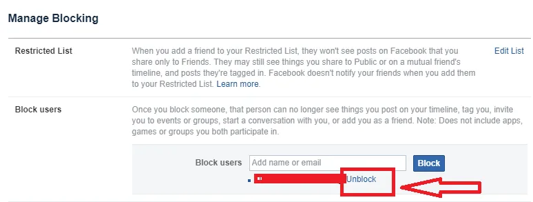 Unblock FB Users