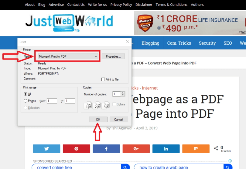 How To Save A Webpage As A PDF Convert Web Page To PDF Just Web World