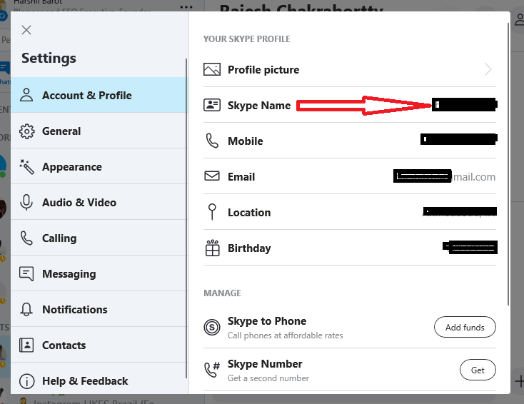 change skype name in contacts