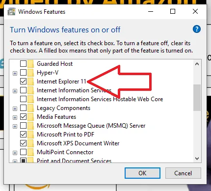 Uninstalling Internet Explorer 11
