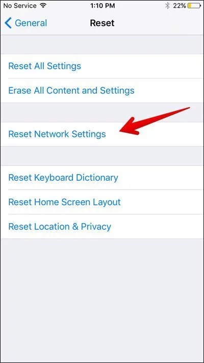 Reset Network Settings