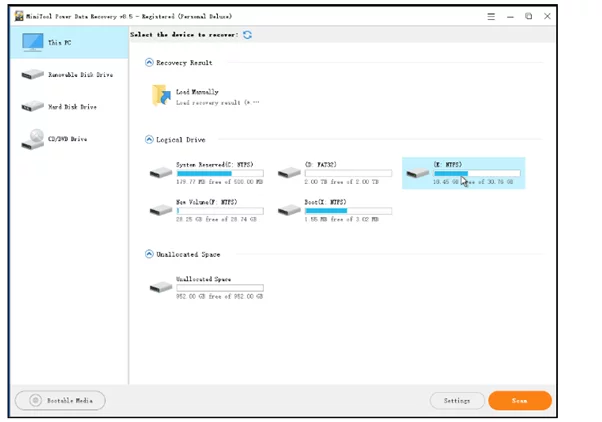 Select the target drive 