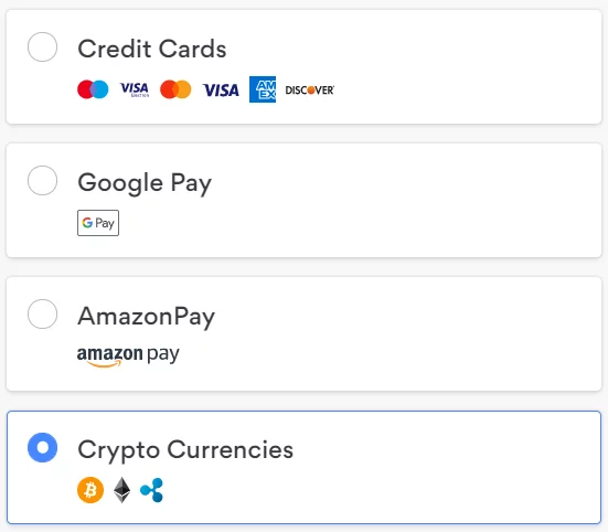 Multiple payment options