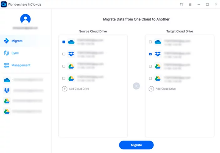 Click migrate to begin the transfer