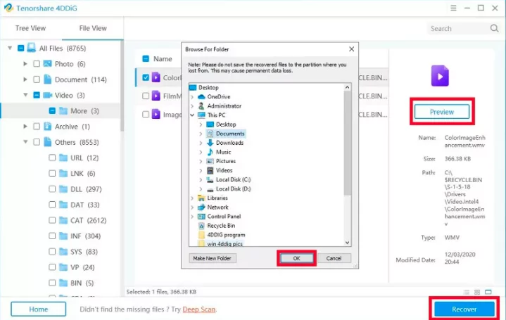 Recover the lost files