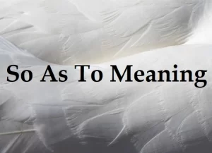 So As To Definition