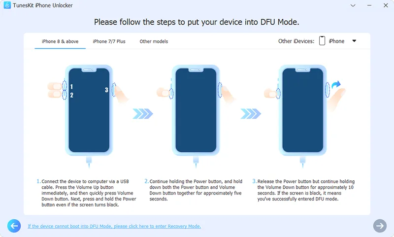 Put the iPhone to a DFU mode