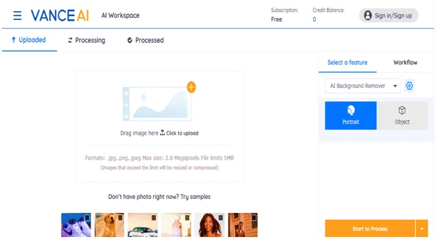 Espacio de trabajo BGremover 
