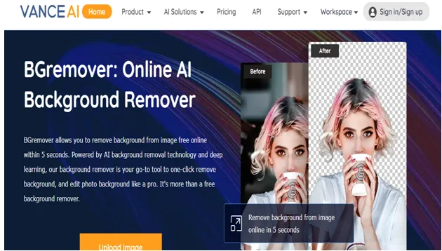 Página del producto VanceAI BGremover