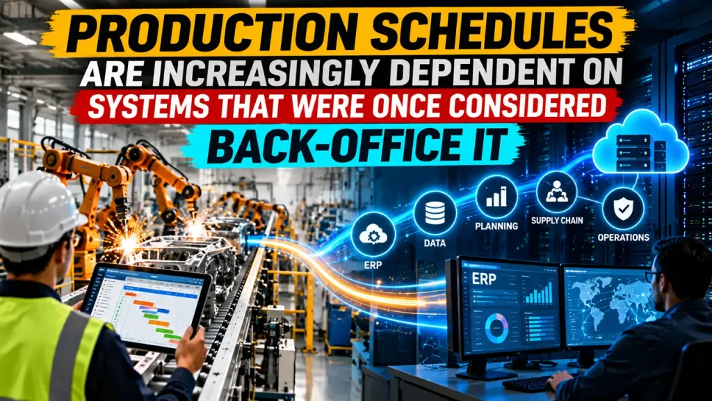 Production schedules dependent on back-office IT