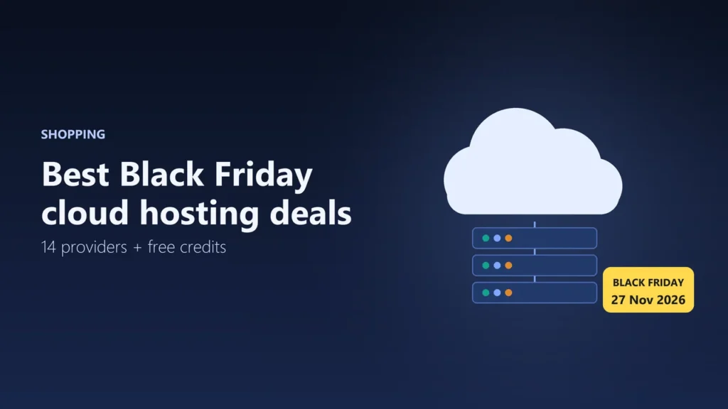 Illustration of a cloud above three server units with a Black Friday 27 November 2026 tag