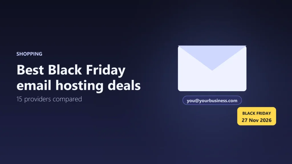 Illustration of an envelope and a custom business email address with a Black Friday 27 November 2026 tag
