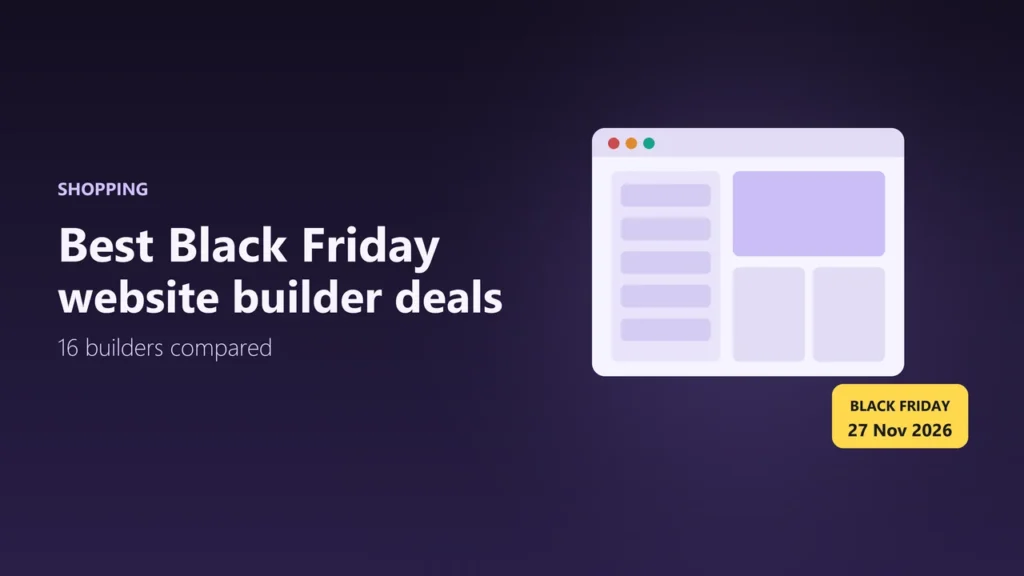 Illustration of a website layout being built in a browser window with a Black Friday 27 November 2026 tag