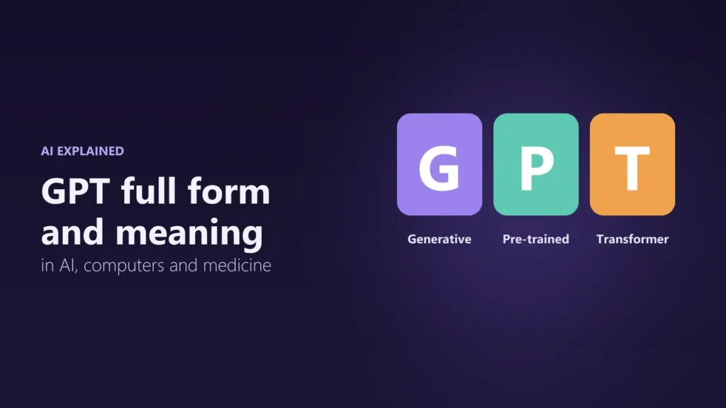 The letters G, P and T in coloured tiles labelled Generative, Pre-trained and Transformer