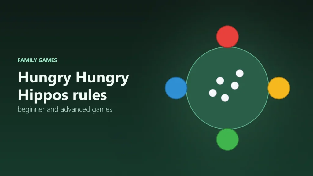 Illustration of white marbles in a round arena with red, yellow, green and blue player spots around it