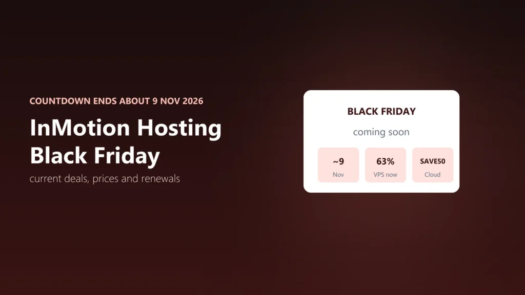 Illustration of a Black Friday coming soon card with three tags: about 9 November, 63% off VPS now, SAVE50 for Cloud