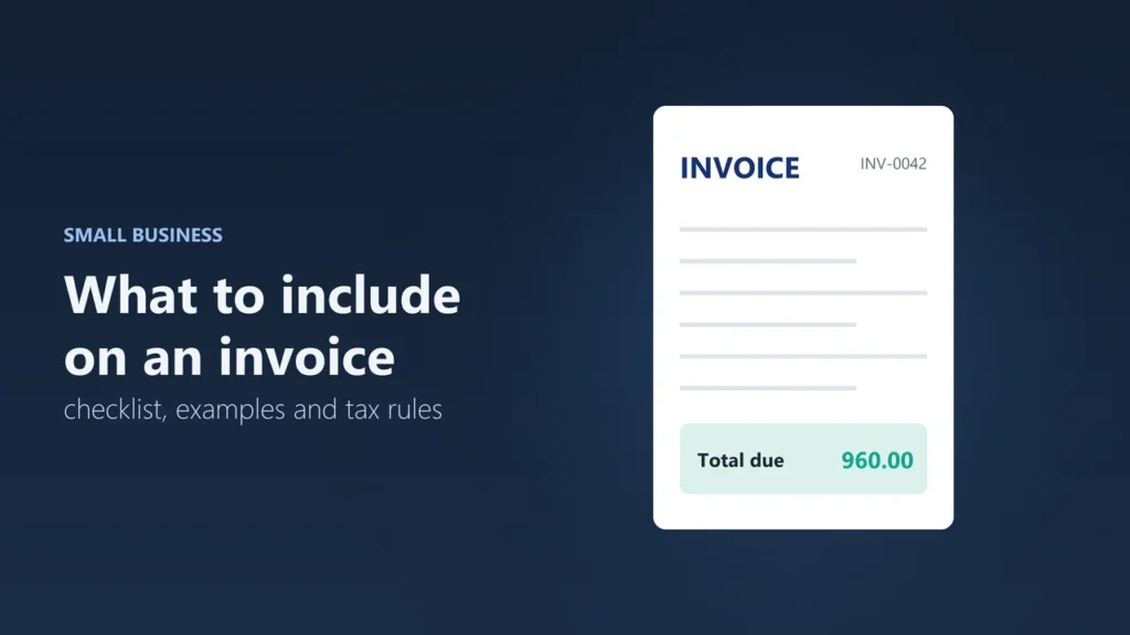 Illustration of an invoice with an invoice number and total due